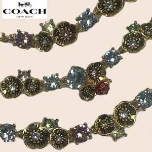 Coach Gold Tone Swarovski Crystal Tea Rose Ladybug Necklace, 16" + 2" extender